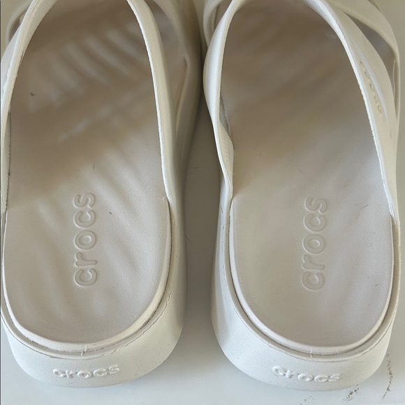 Women’s Off White Strappy Croc Slide Sandals - Picture 6 of 10